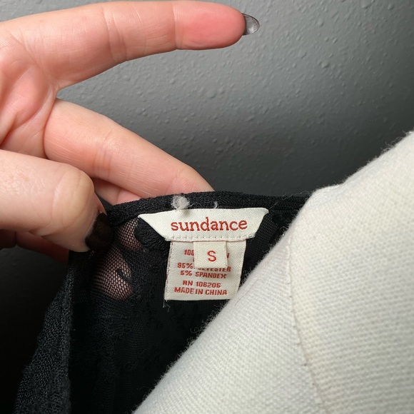 Sundance Black Lace Sheer Midi Dress S Goth Romantic Stretch - Picture 5 of 5